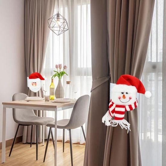 Embrasses De Rideaux De Noël - Lot De 2 Avec Père Noël Et Bonhomme De Neige - Déco Festive Pour Chambre, Fenêtre