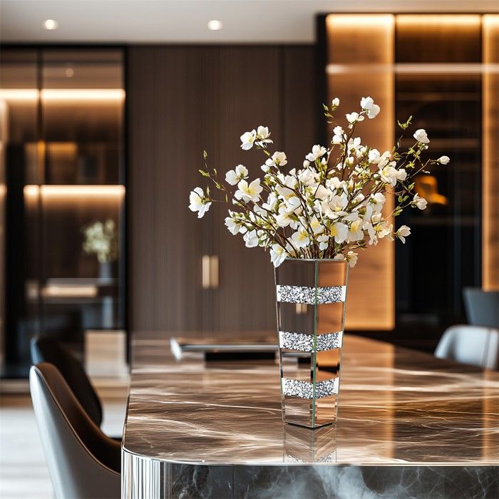 Vase Transparent en Cristal Clair, Grand Vase Moderne Décoratif, Lot de