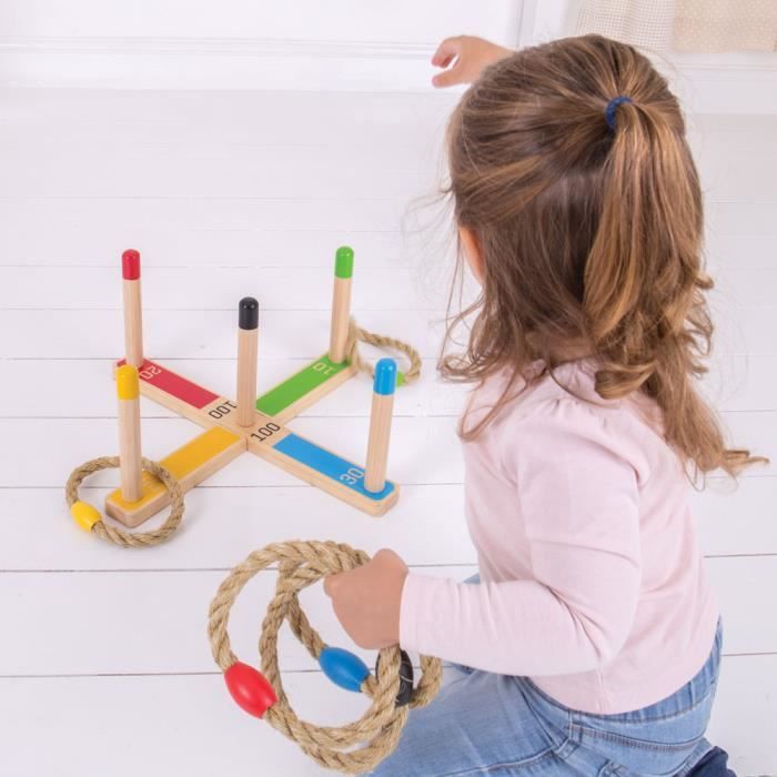 Commodum Jeu De Lancer D’anneaux En Bois – 5 Animaux Et 5 Anneaux – Jeu D’adresse Intérieur/extérieur