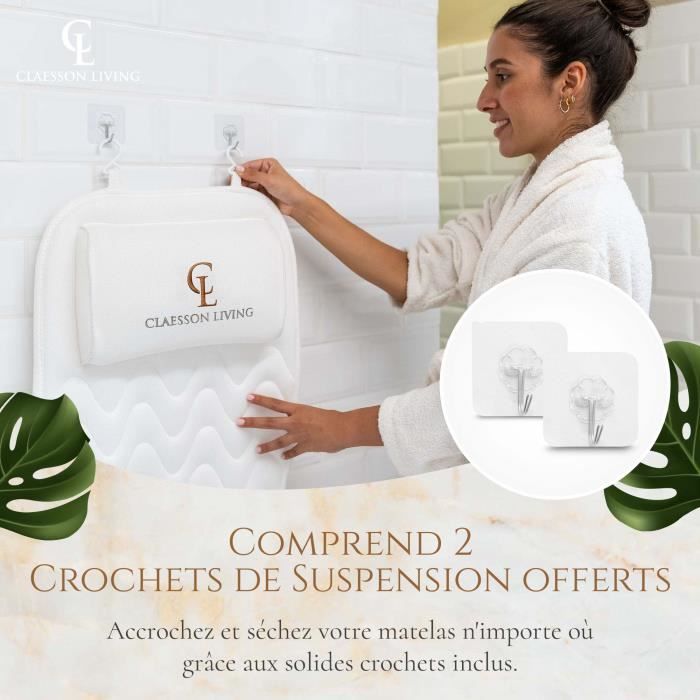 Oreiller De Bain Poemland Plein Corps - Gris - Ergonomique à Ventouses - Neuf