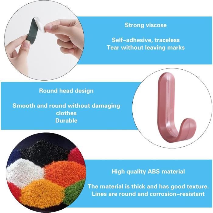 Crochet De Porte 5 Patères Plastique Robuste - 28,5 Cm, Charge 5 Kg, Pour Manteaux, Serviettes, Sacs, Sans Installation - 12