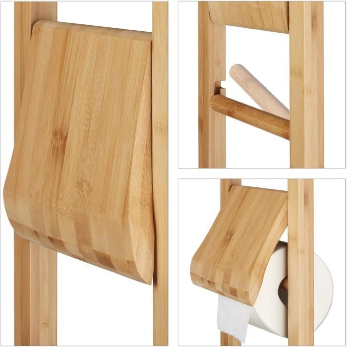 Support de papier toilette, étagère en bois, rangement mural flottant pour rouleaux de papier toilette, support unique pour salle de bain, organisateur TP (noyer, fin