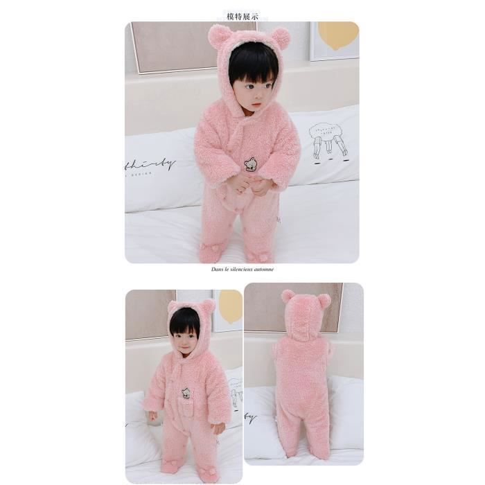 Grenouillère Nouveau-Né Hiver - Polaire Avec Capuche, Moufles Et Chaussons - Fille Et Garçon 0-12 Mois