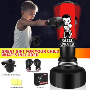 Sac De Boxe Enfant Leather Pro Kid TecnoFit – Similicuir Rouge, 75x25 Cm, Remplissage Variable 5-20 Kg – Vide Avec Rembourrage
