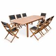 Salon de jardin en bois extensible - Almeria - table 180/240cm avec rallonge. 2 fauteuils et 6 chaises. en bois d'Eucalyptus  huilé-0