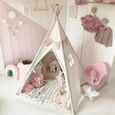 Tente de jeu pour enfants - Tiny Land - Tipi intérieur pour garçon - Toile de coton et bois de pin - Blanc cassé-0