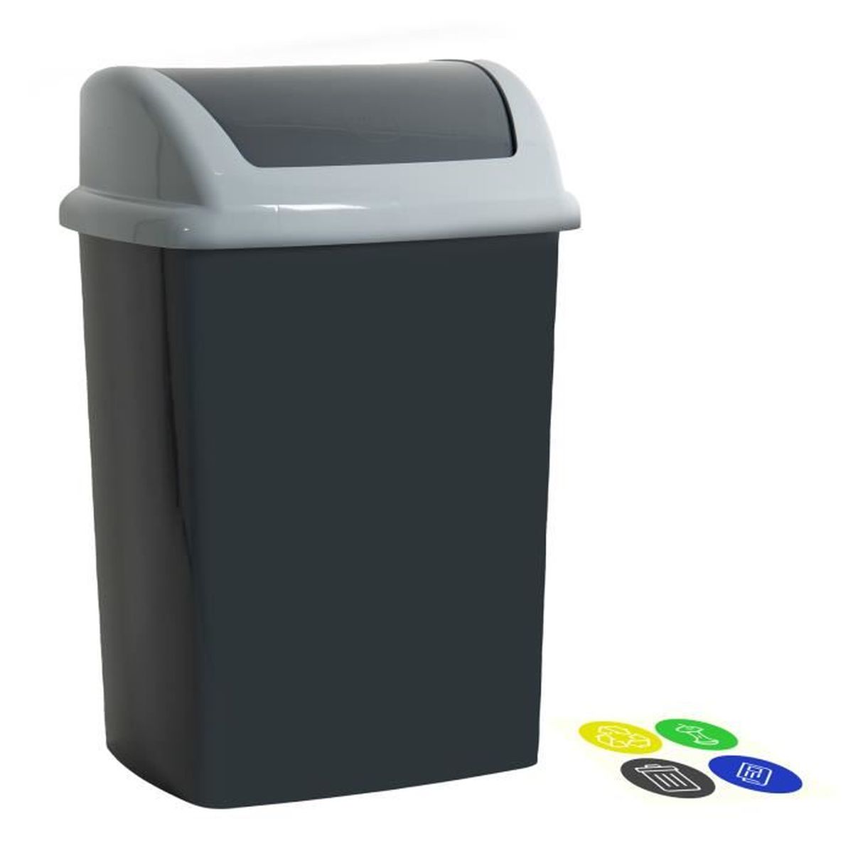 Poubelle 24 litres avec Couvercle Autocollants tri poubelle tri déchets Papier Recyclage Poubelle cuisine 