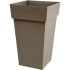 Pot de fleurs haut Carré 39 cm - EDA - Toscane - 62 L - 39 x 39 x H. 65 cm - Taupe