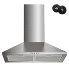 FIREGAS Hotte Aspirante Murale 60cm, 308 m³/h, Avec LED, 3 vitesses, Filtres à Charbon, Inox