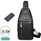 Sac Poitrine Homme en Cuir PU+Portefeuille - FONDUPIN - Noir - Grande Capacité - Bandoulière Large