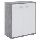 IDIMEX Buffet salle à manger FIRMIN L 60 cm coloris béton et blanc avec 2 portes bahut bas meuble de rangement style moderne