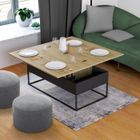 IDMARKET Table basse plateau relevable rectangulaire convertible en table à manger BOSTON 100 cm design industriel