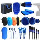 RITONDA 22pcs Kit Nettoyage Voiture,Kit de Brosse Nettoyage Voiture Pour L'intérieur et L'extérieur,Pinceau Detailing Auto,Sac de Rangement