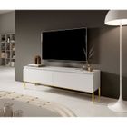 SELSEY Meuble TV - BEMMI - 150 cm - blanc avec pieds dorés