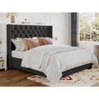 VENTE-UNIQUE Lit 180 x 200 cm avec tête de lit capitonnée - Tissu - Gris - MASSIMO II