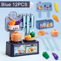 Boite dinette 12 pièces - Mini jouets de cuisine enfants - Jeu de rôle ensemble de maison - Bleu