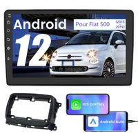 Awesafe Autoradio Android 12 Pour Fiat 500 (2016-2019) 9'' HD écran Tactile avec Carplay Android Auto GPS WiFi [2Go+32Go] Noir