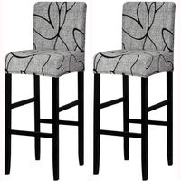 Lot de 2 Housses extensible pour chaise de bar - Housses de protection de tabouret élastique pour fauteuils hauts et tournants