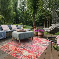 Tapis exterieur 200x280 cm Rectangulaire EXT NISULA Multicolore Terrasse, jardin adapté au chauffage par le sol