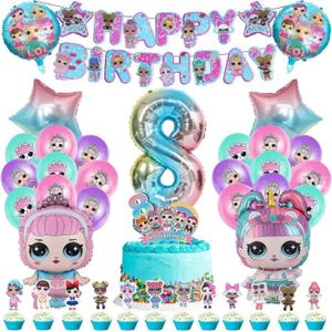 BALLON DÉCORATIF  Ballon Poupee Lol Anniversaire - LOL Surprise - Kit Deco Anniversaire 8 Ans - Banniere Happy Birthday - 51 Pcs