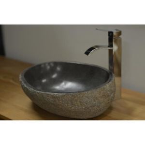 LAVABO - VASQUE Vasque pierre galet de rivière diamètre 30 - 40 cm