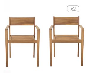 FAUTEUIL JARDIN  Lot de 2 fauteuils de jardin MILLA en bois d'acacia FSC - BEAU RIVAGE®x ELLE DECORATION®