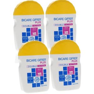 BLANCHISSEUR DE DENTS Poudre dentaire Bicare Plus Double Action Bicarbonate de Soude + Bromélaïne - Gifrer - Lot de 4 x 60 g