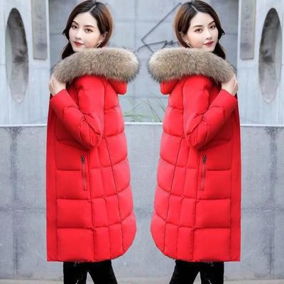 Doudoune Femme hiver Funmoon Marque Luxe pas cher Slim et fausse fourrure Rouge