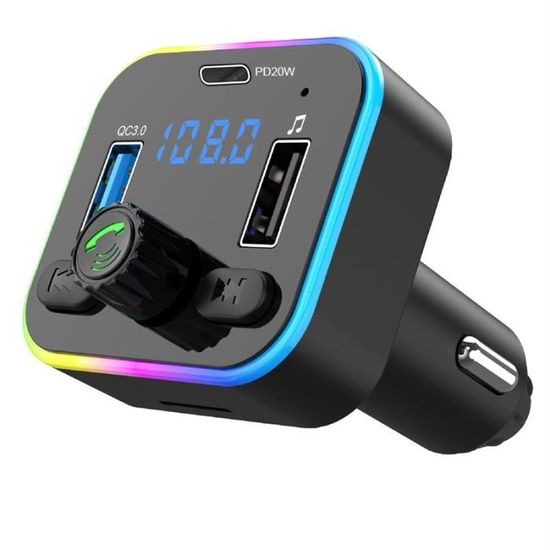 Transmetteur FM Bluetooth 5.0 QUMOX C22 Pour Voiture - Charge Rapide PD 20W, Molette De Contrôle, Affichage Tension - 9
