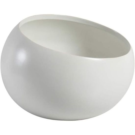 Pot De Fleurs Rond En Céramique Blanc - Déco Maison élégante, Pour Compositions Florales - 4