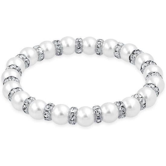 Bracciale A Maglie Placcato Argento Con Cristallo Trasparente - Regolabile Con Catena Di Estensione 3,5 Cm - 5