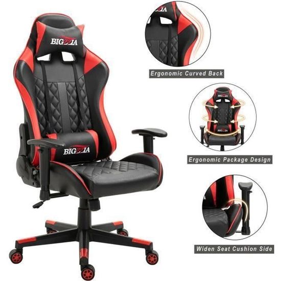 Chaise de bureau gaming fauteuil ergonomique avec coussins clearance