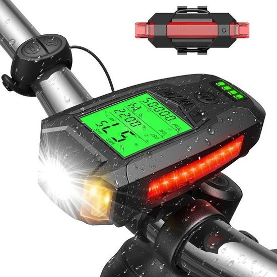Lampe Et Compteur Vélo LUCKINER – USB Rechargeable, 300 Lumens, GPS, Noir, 101,5x49,5x24,5 Mm