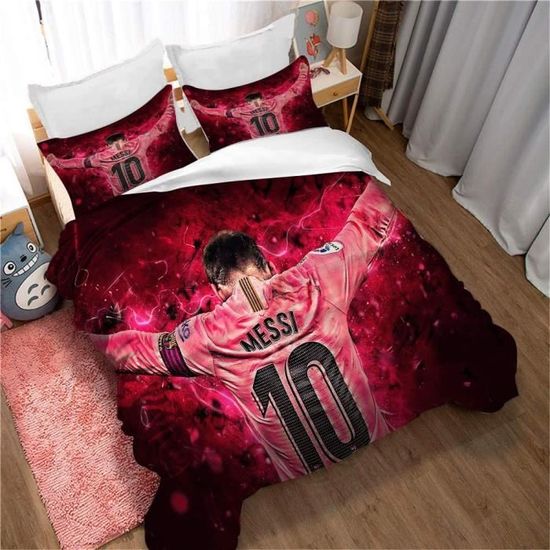 Parure De Lit Lionel Messi Enfant - Housse De Couette Microfibre Double 200x200 Cm Avec Fermeture éclair