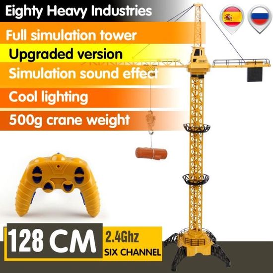 PQKL - Grue Télécommandée Enfant 128cm Avec Son Et Phare - Jouet Construction RC Levage 500g