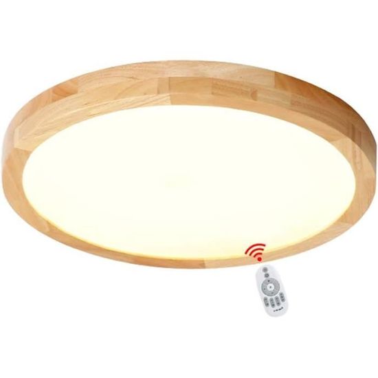 Plafonnier LED Bois Cœur Dimmable - 35W 3200lm - Télécommande - 3000K-6000K - Ø40cm - Pour Chambre/Salon