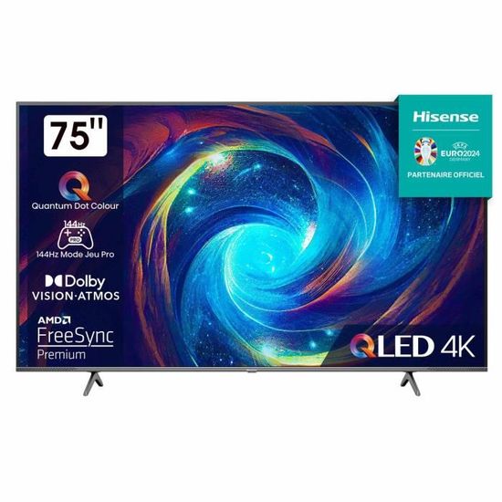 TV QLED - HISENSE - 75E7KQ PRO - 75" (189 cm) - 144 Hz - 4K UHD 3840x2160 - HDR10+ - TV connecté - 4xHDMI
