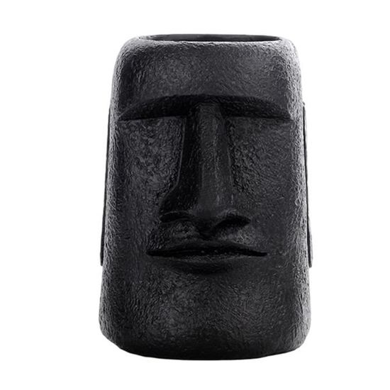 1pc statue de l'île de Pâques style rétro Moai tête Sculpture pour les ornements de salon H noir