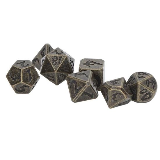 CPJJ Lot De 7 Mini Dés En Métal Polyédriques DND Avec Boîte Montre De Poche Vintage