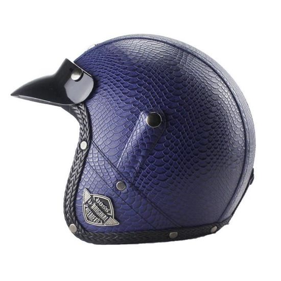 Casque Moto Bol Rétro - Certifié DOT Et ECE, ABS, Doublure Amovible, Visière, Taille M (57-58cm), Noir Mat