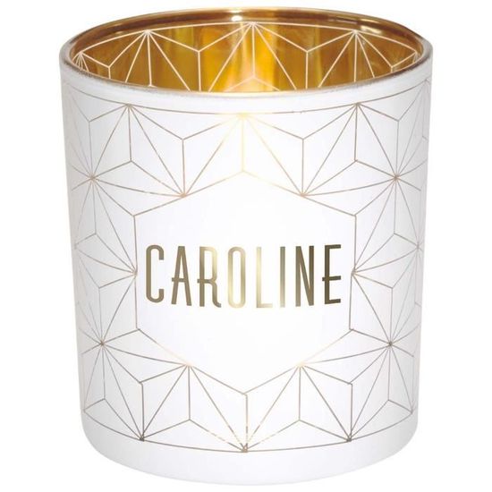 Photophore Prénom En Verre Blanc Et Or - Sabrina - Draeger