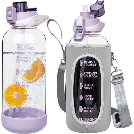 Bouteille d'eau, Gourde de sport en Tritan 1,5 litre BPA free, 1500ml  Gourde Sport, Étanche & Réutilisable, avec Filtre et Marqueur de Temps