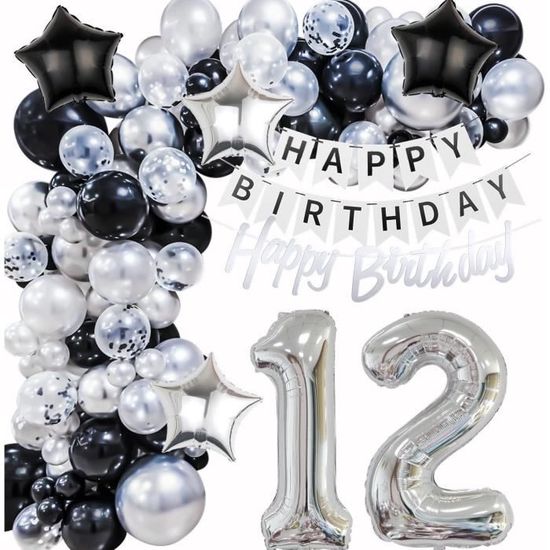 Décoration 12 Ans Anniversaire Rouge Noir,Décoration Gâteau 12 Ans