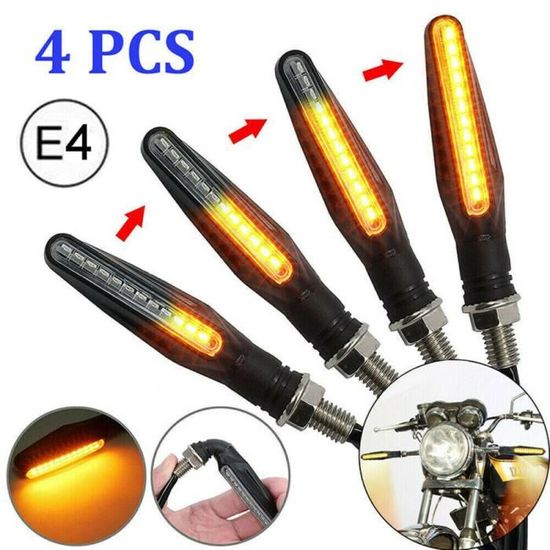 Bande LED Clignotante Pour Fourche Moto - Type 2, Couleur Ambre | Universelle Diamètre 45-70 Mm | Étanche, 12V