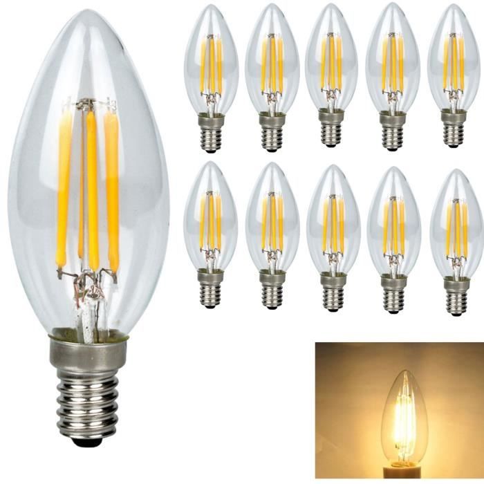 E14 Ampoule de Filament LED 4W Ampoule LED Edison C35 Bougie LED Blanc Chaud 400LM Aspect de Flamme Edison Lampe Filament AC 220V