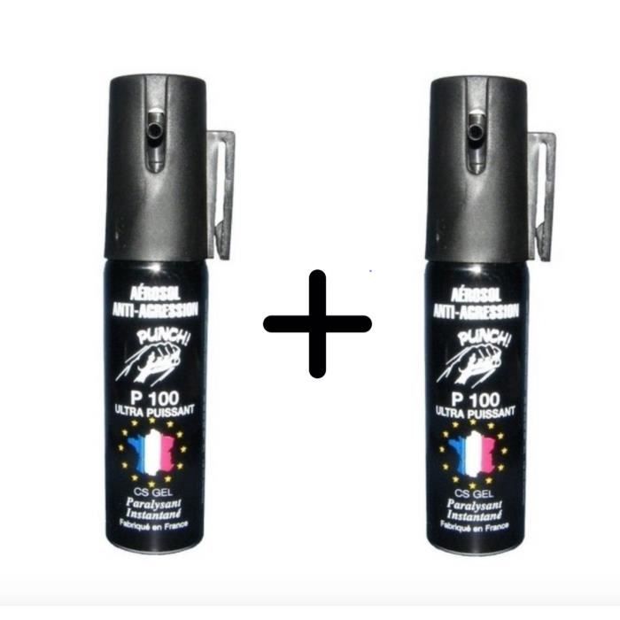 Lot 2 bombes lacrymogènes GAZ 25 ml