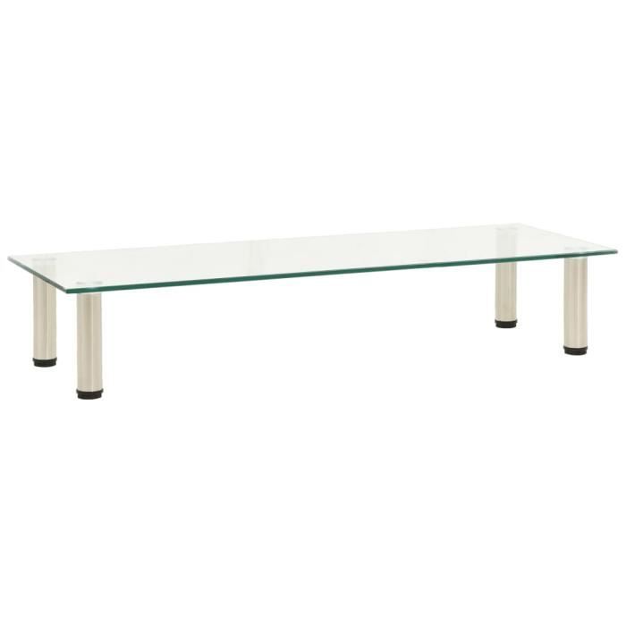 Meuble TV Contemporain - Meuble HI-FI Meuble de Télévision Meuble de rangement Transparent 100x35x17 cm Verre trempé Top ❤427454