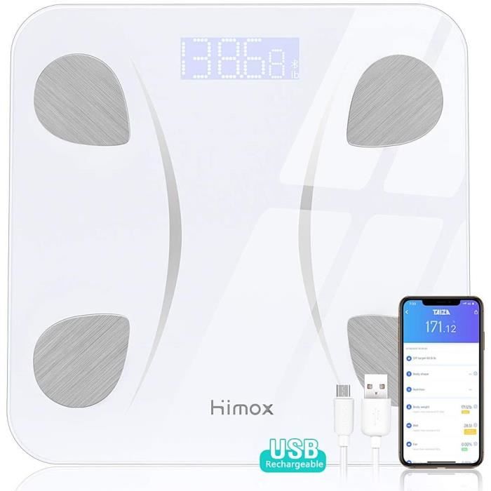HIMOX Pèse Personne Impédancemètre avec 23 Données Corporelles Balance Impedancemetre 999 Utilisateurs Bluetooth Balance Impedanceme