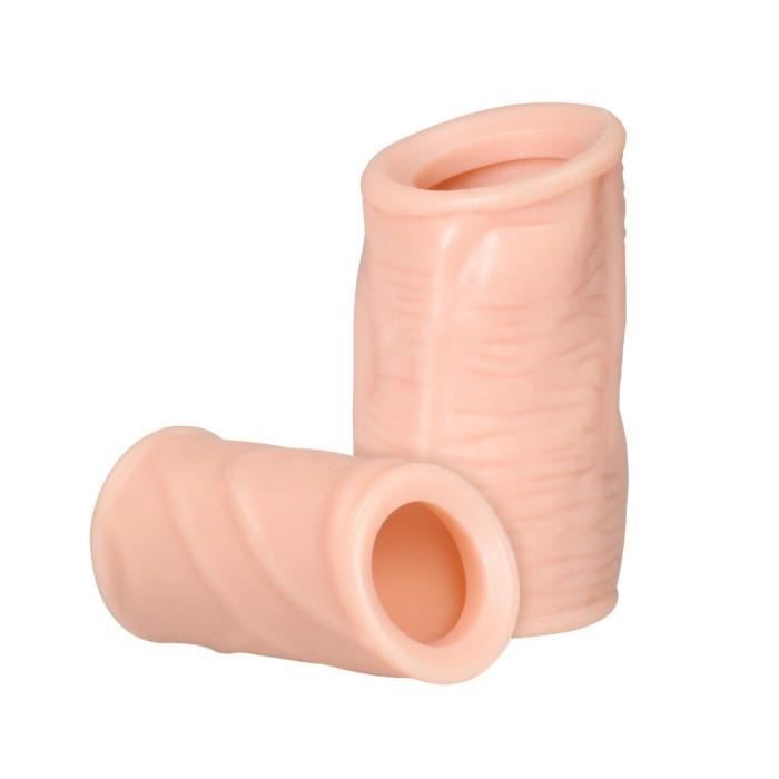 2 pièces-ensemble pénis manchon extender prépuce anneau pénis anneau coq mâle dispositif de chasteté retarder pénis extension sex