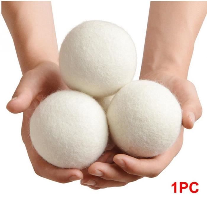 PRI Boules de laine réutilisables tissu naturel Sèche-linge et vêtements blancs 1 pièce